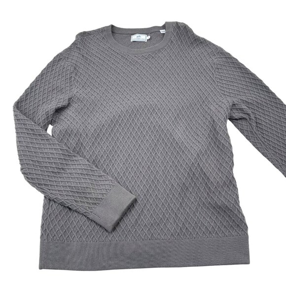 Southern Tide Men's Gray Quilted Crewneck Sweater L 100% Cotton Knit Pullover - Picture 1 of 4